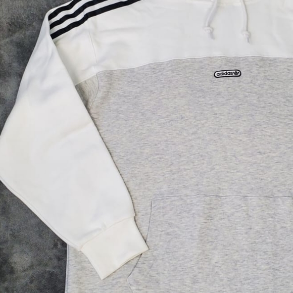 Adidas Hoodie Sport Open Hem White/LIGHT GREY  Size M Men's - Picture 4 of 16